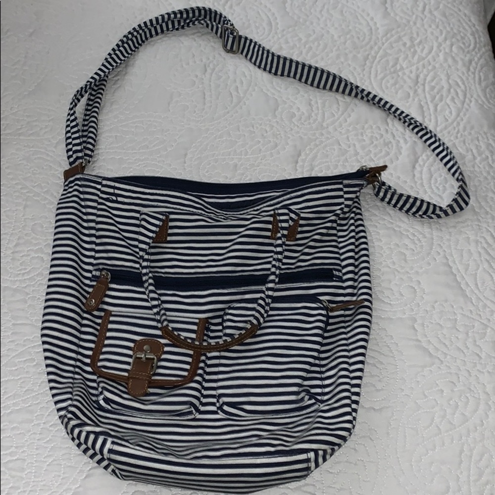 Striped cross body bag